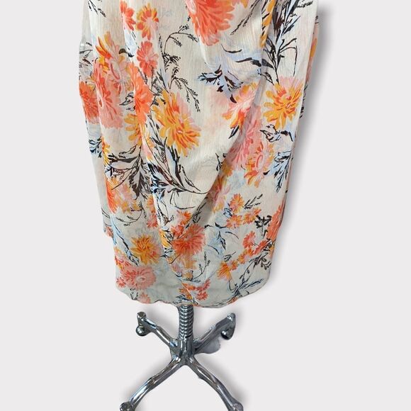 American Rag Chiffon Geranium Floral Cold Shoulder Open Front Kimono Cover Up 1X - Picture 8 of 11